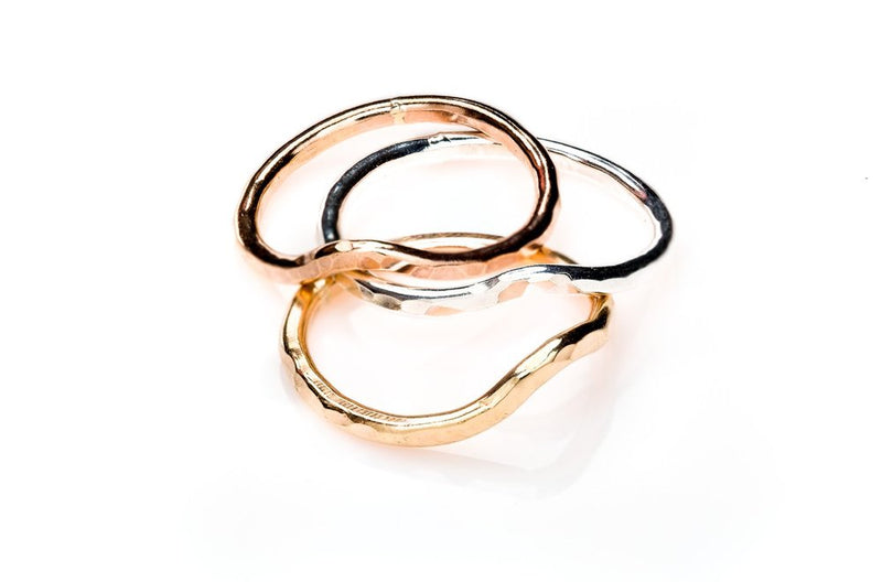 Group of Stackable Minimalist Wave Rings