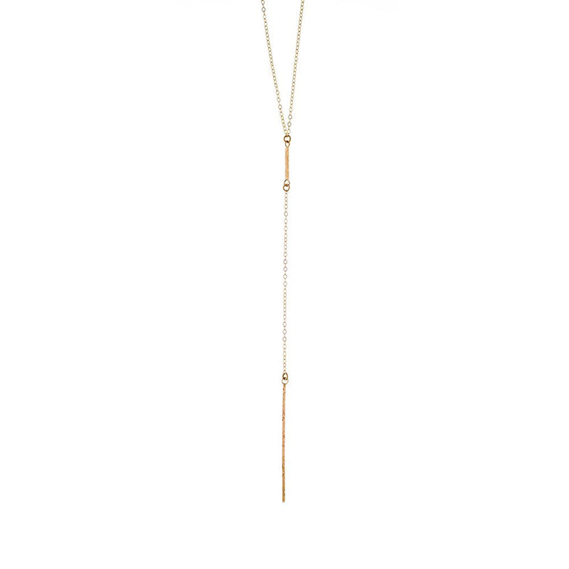 14k Gold Filled Long Bar Lariat Necklace
