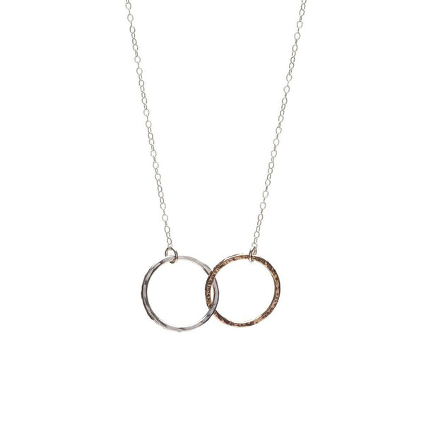 Silver Cz Two Interlocking Circle Pendant in White | Angus & Coote