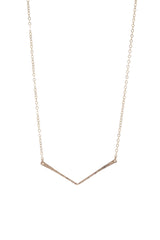 Modern Minimalist V-Shaped Bar Necklace in 14k Gold Filled