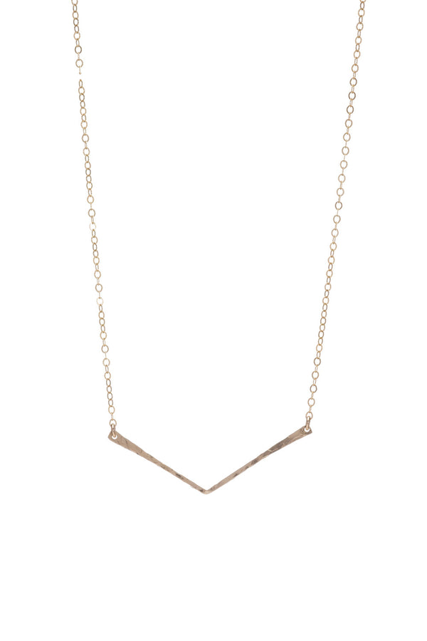 Modern Minimalist V-Shaped Bar Necklace in 14k Gold Filled