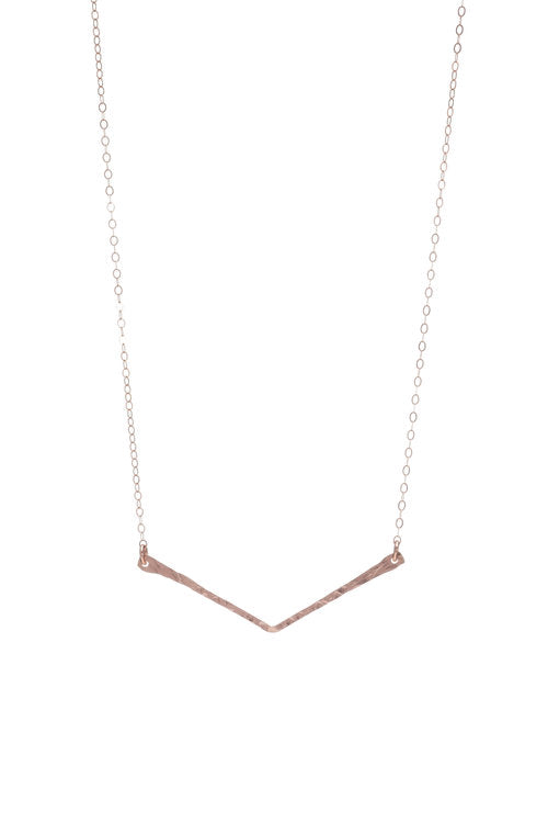 Rose Gold Filled Minimalist V-Shaped Bar Necklace