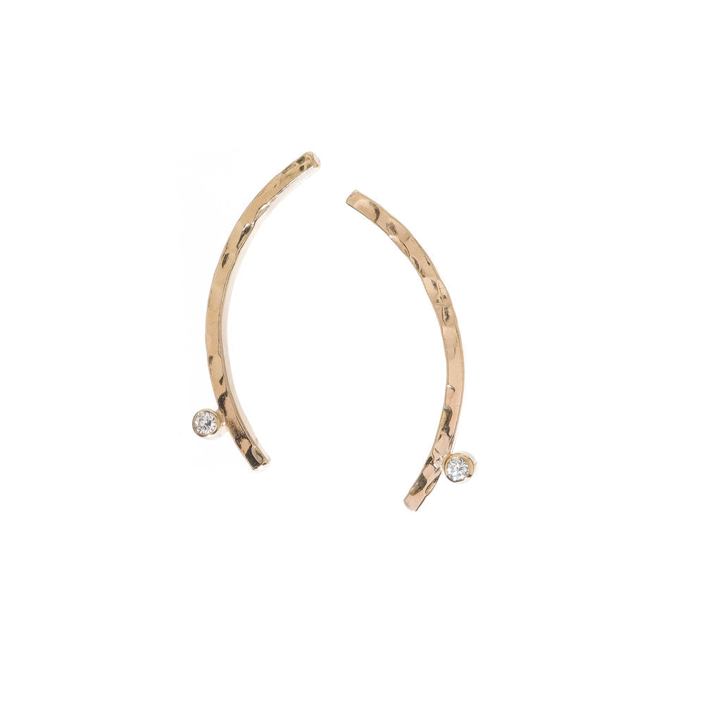 14k Gold Ear Climbers with Diamond Accent