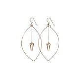 14k Gold Filled wire leaves earrings with Swarovski® spike crystal on chain