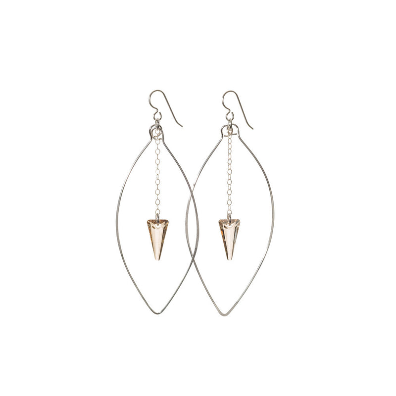 Sterling Silver Erin earrings with Golden Shadow Swarovski® spike crystals