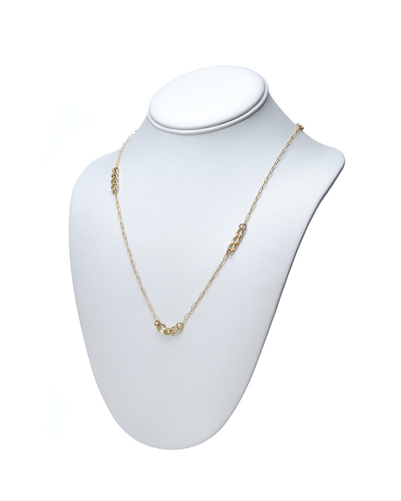 Mixed 14k Gold Filled paperclip chain and curb chain necklace