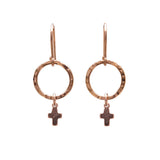 Dainty Rose Gold Filled Circle Cross Earring by Kenda Kist
