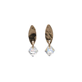 14k Gold Filled Leaf shaped studs with Swarovski® Crystal drop
