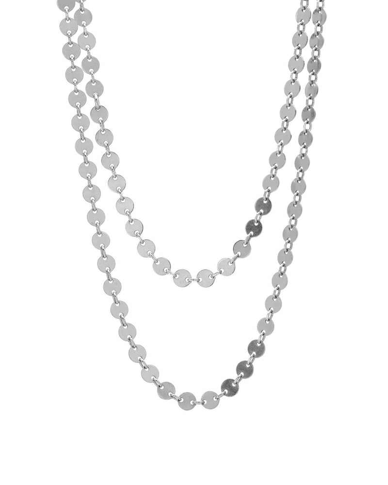 Mykonos flat disc chain necklace in Sterling Silver