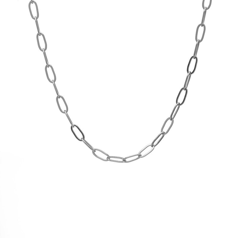 Sterling Silver Paper Clip Long Layering Chain