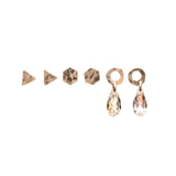 Set of Rose Gold Filled tiny triangle studs, tiny hexagon studs and crystal drop circle studs