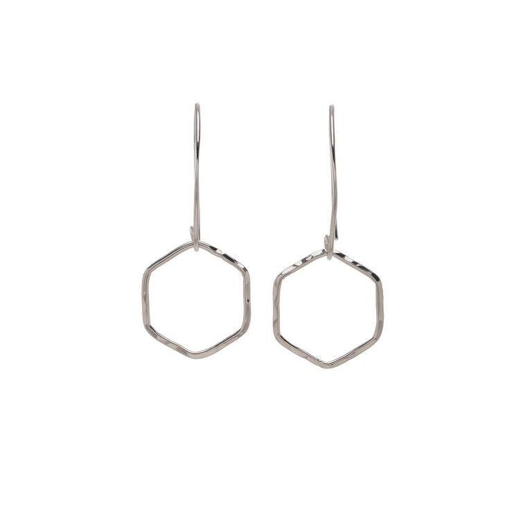 Dainty Hexagon Earring in Sterling Silver