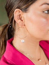 Coin Pearl Drop Hoops