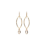14k Gold Filled Marquis shape earrings with faceted Golden Shadow Swarovski® crystal drop
