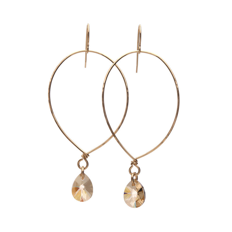 Hand forged 14k Gold Filled wire earrings with Golden Shadow Swarovski® crystal drops