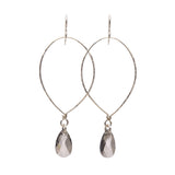 Hand forged Sterling Silver wire earrings with faceted Silver Shade Swarovski® crystal drops