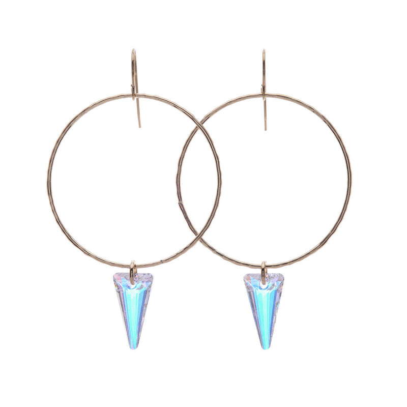 AB Crystal Swarovski® Spikes on 14k Gold Hoop earrings