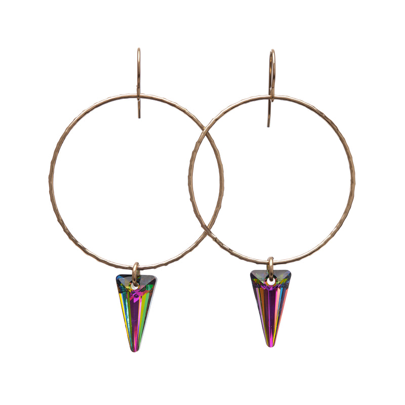 Swarovski® Spike Hoops with Vitrail Crystals on 14k Gold Filled earrings