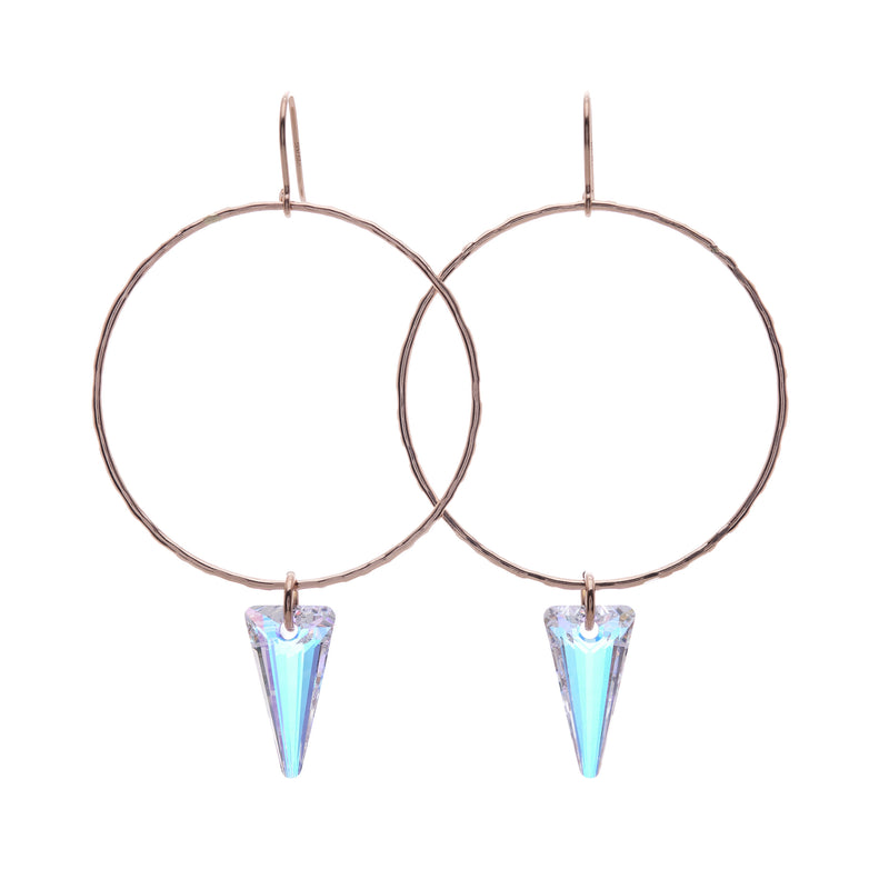 Swarovski® Spike Hoops with AB Crystal spikes on Rose Gold Filled earrings