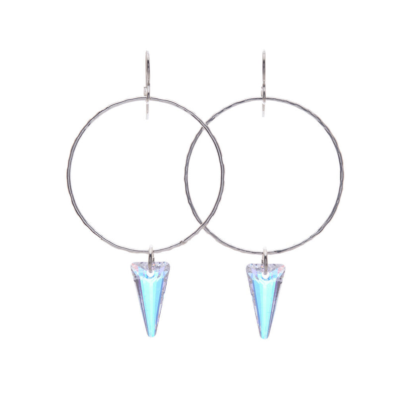 Swarovski® Spike Hoops in Sterling Silver with AB Crystal spikes