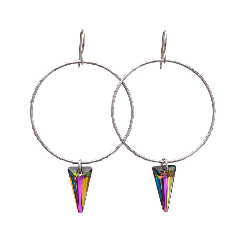 Vitrail Swarovski® Spike Crystals on Sterling Silver Hoop earrings