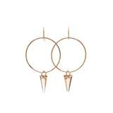 Rose Gold Filled Swarovski® Spike Hoops with Golden Shadow Crystals