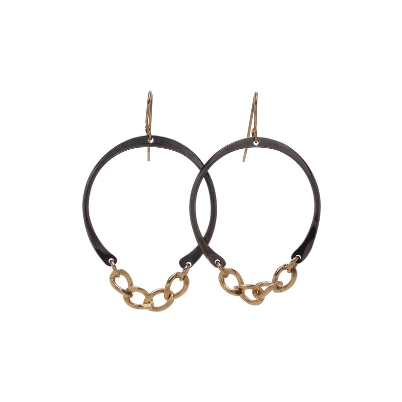 Two tone Blondie Chain Hoop Earrings