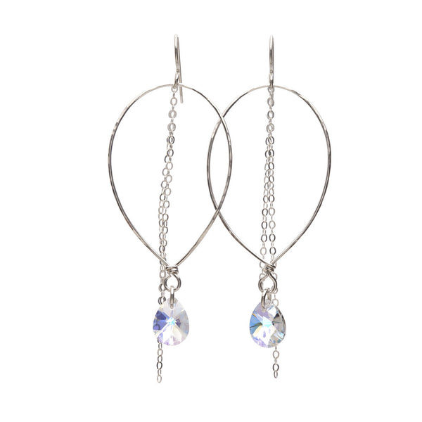 Sterling Silver Mandy Earrings with dainty chains and clear Swarovski® crystals