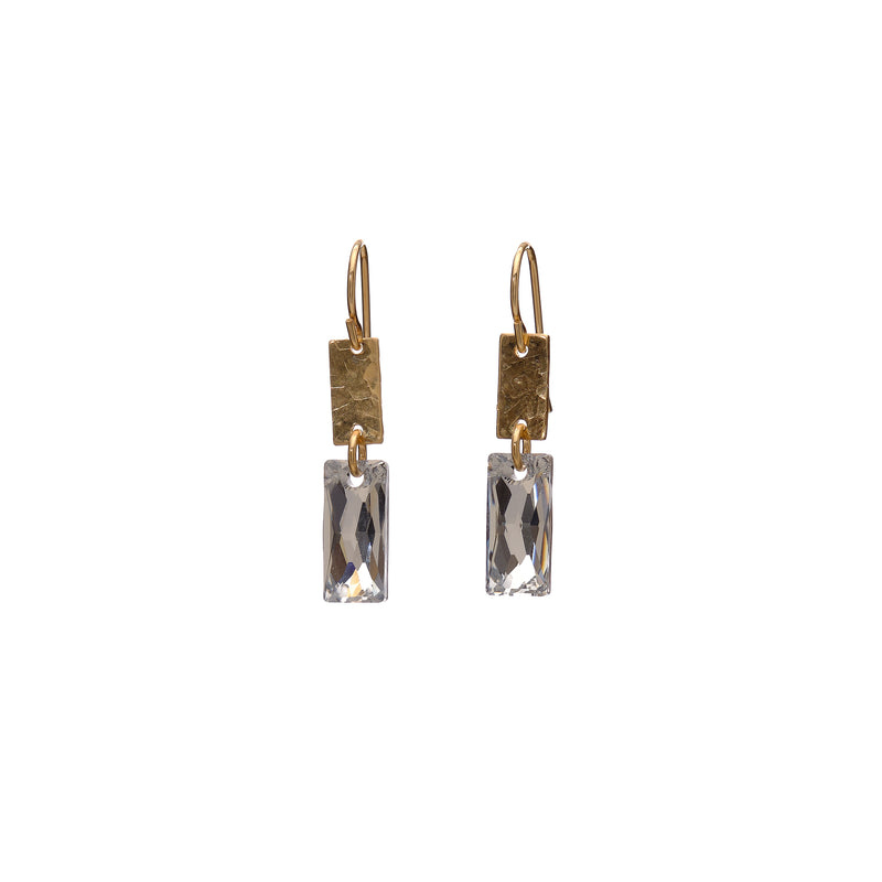 Silver Shade Swarovski® Crystal on 14k Gold Filled Rectangle Earrings