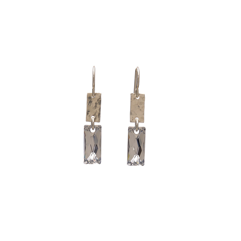 Sterling Silver and Silver Shade Swarovski® Crystal Rectangle Earrings