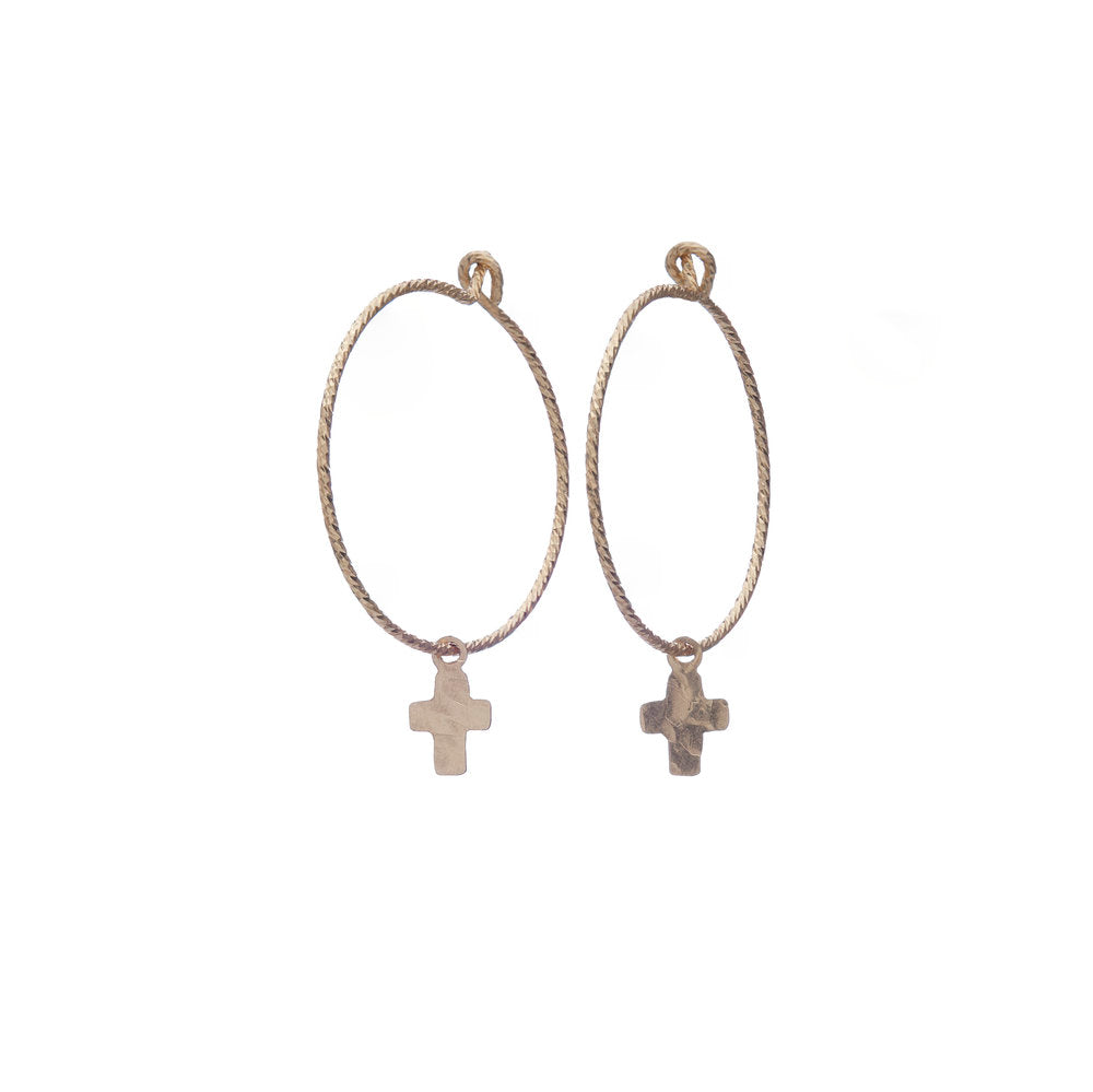 Kenda Kist Jewelry Huggies Hoops with cross charms