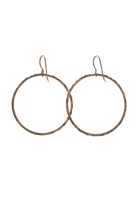 14k Gold Filled large hammered circle earrings