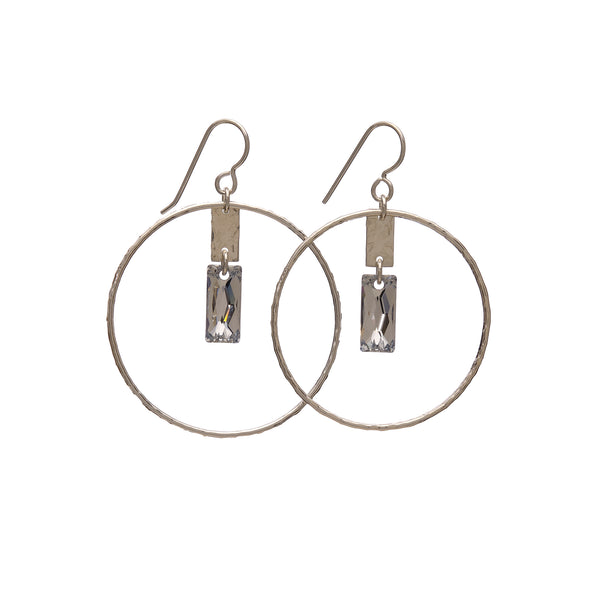 Kenda Kist Camille Earrings Sterling Silver with Silver Shadow Crystal