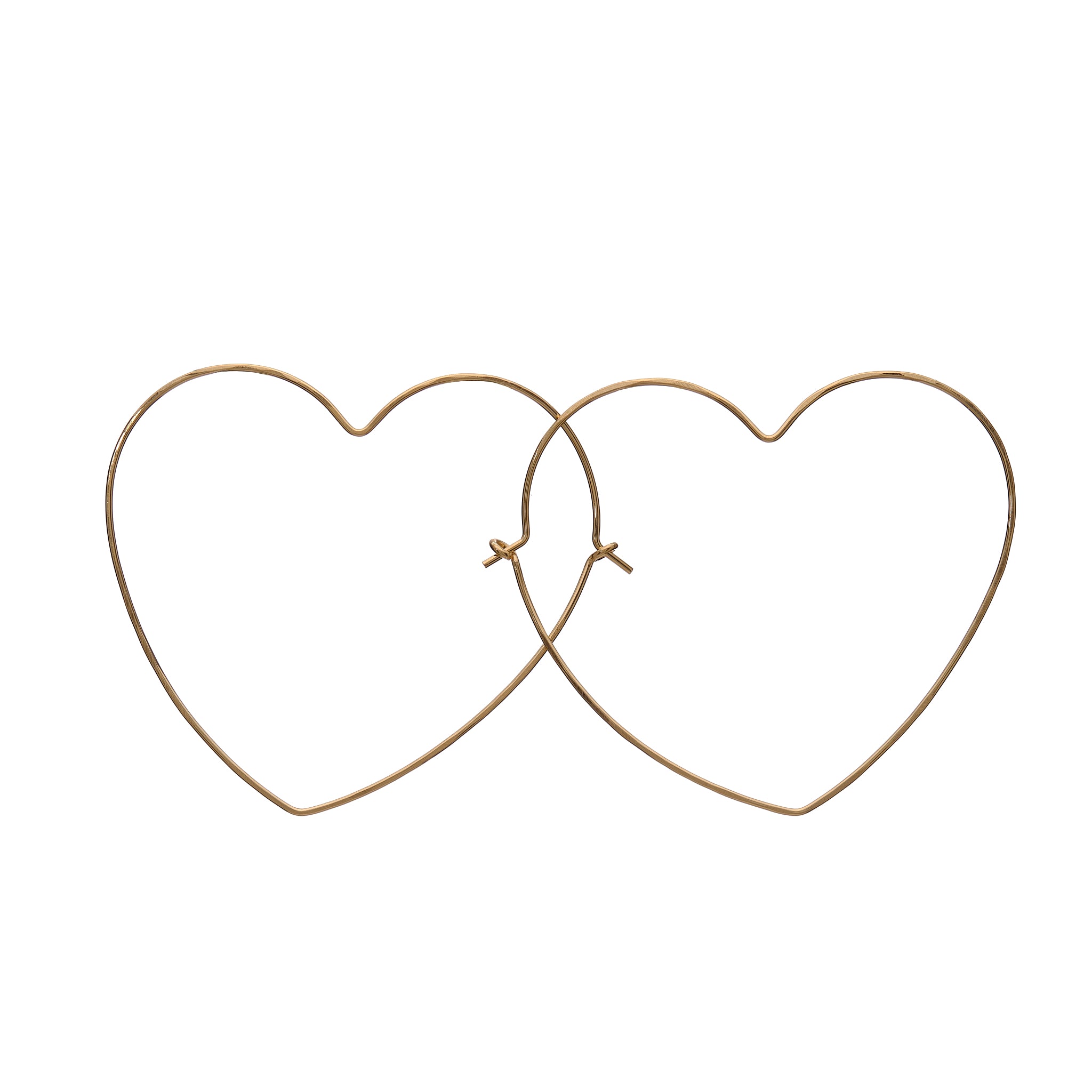 14k Gold Filled Wire Large Heart Hoop Earrings