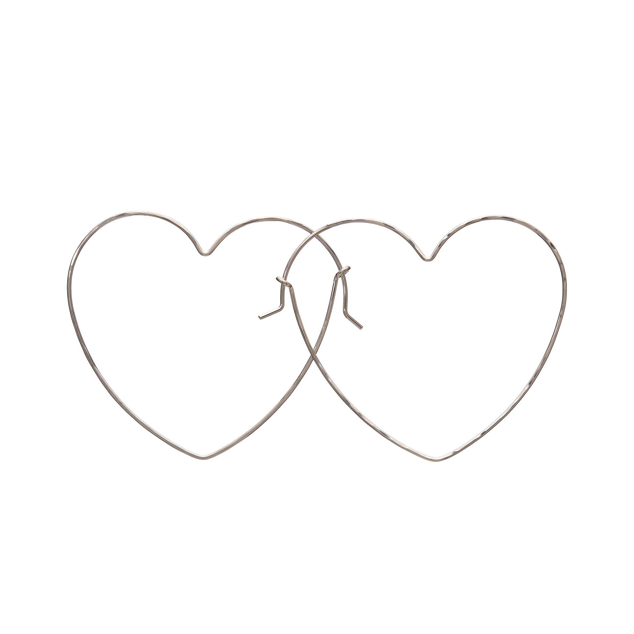 Sterling Silver Wire Large Heart Hoop Earrings