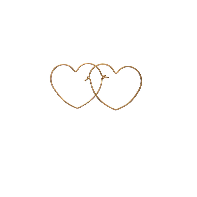Rose Gold Filled Wire Small Heart Hoop Earrings
