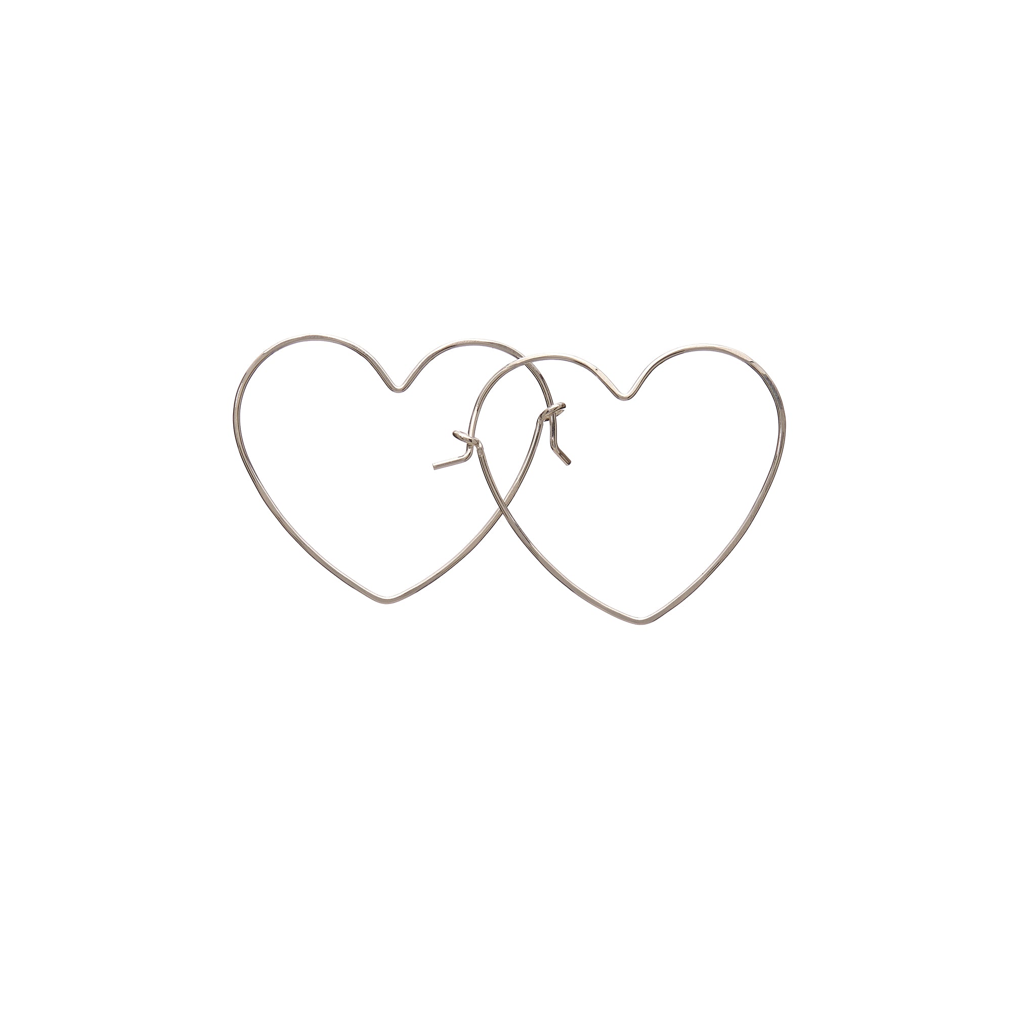 Sterling Silver Wire Heart Small Hoop Earrings
