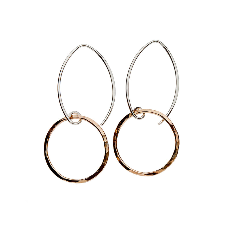 Dainty Circle Earrings in Two-tone metal