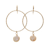 Coin Pearl Drop Hoops