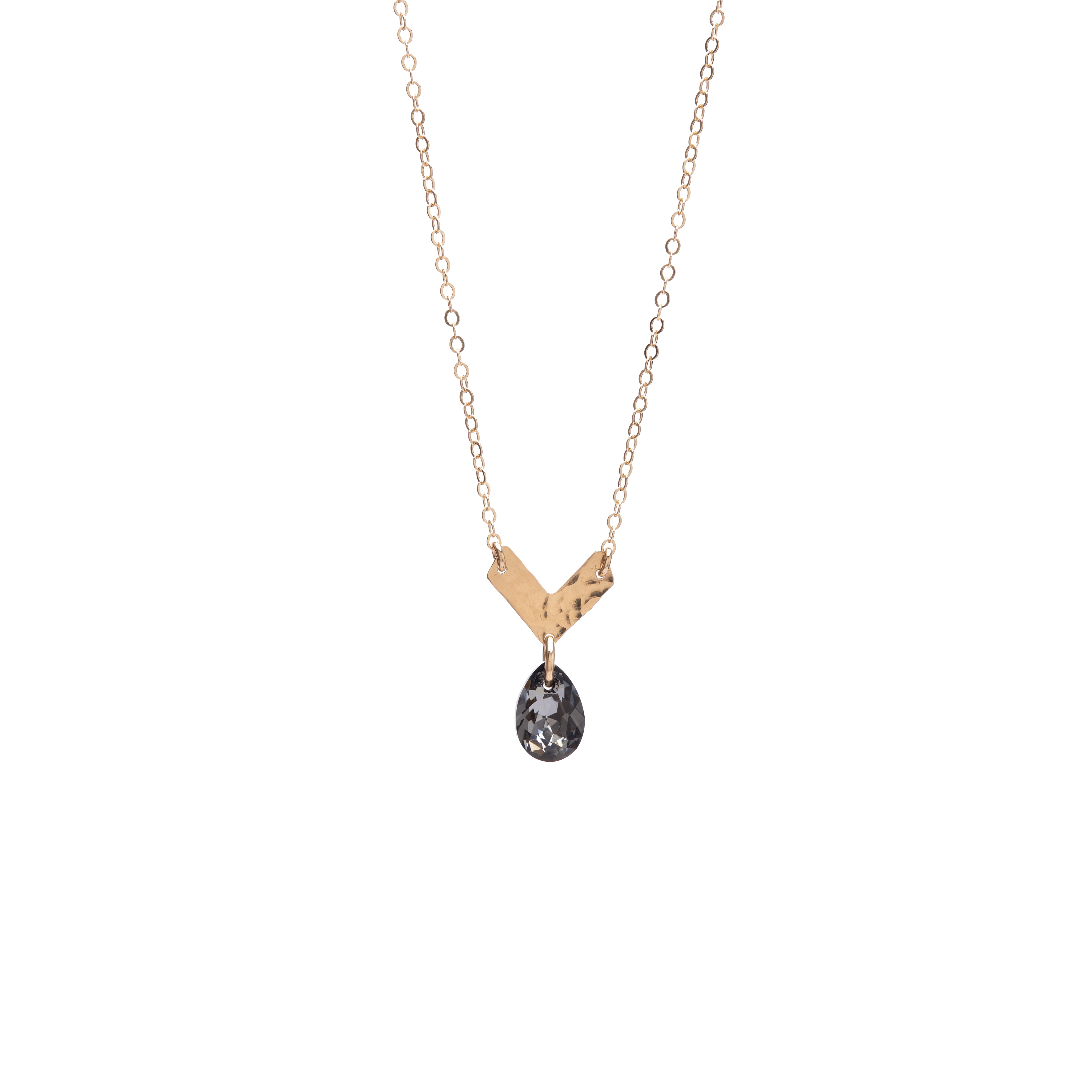 Chevron Crystal Drop Necklace
