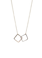 Two-toned 14k Gold Filled and Sterling Silver interlocking squares on a chain necklace