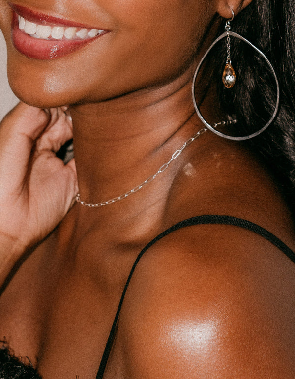 Small Dew Drop Earrings with Crystal