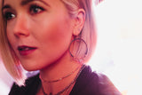 Two-tone gun metal and 14k Gold Filled Chain Hoop Earrings