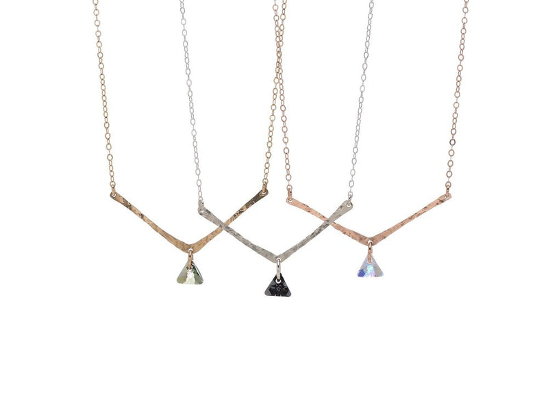 Group of V-Shaped Necklaces with Swarovski® Crystal