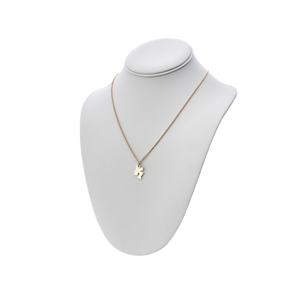 Kenda Kist graffiti initial pendant on a cable chain on neck display