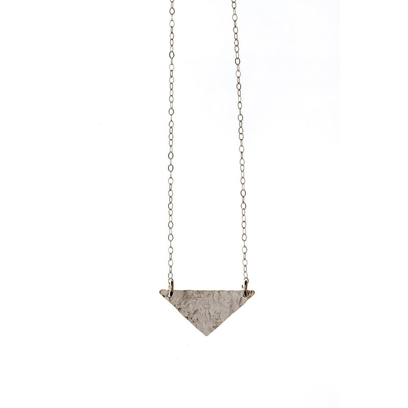 Hammered Sterling Silver Large Triangle Pendant on a Chain Necklace