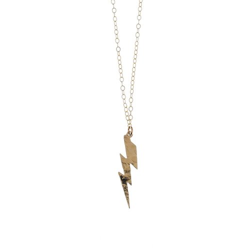 14k Gold Filled Lightning Bolt Pendant on a chain Necklace