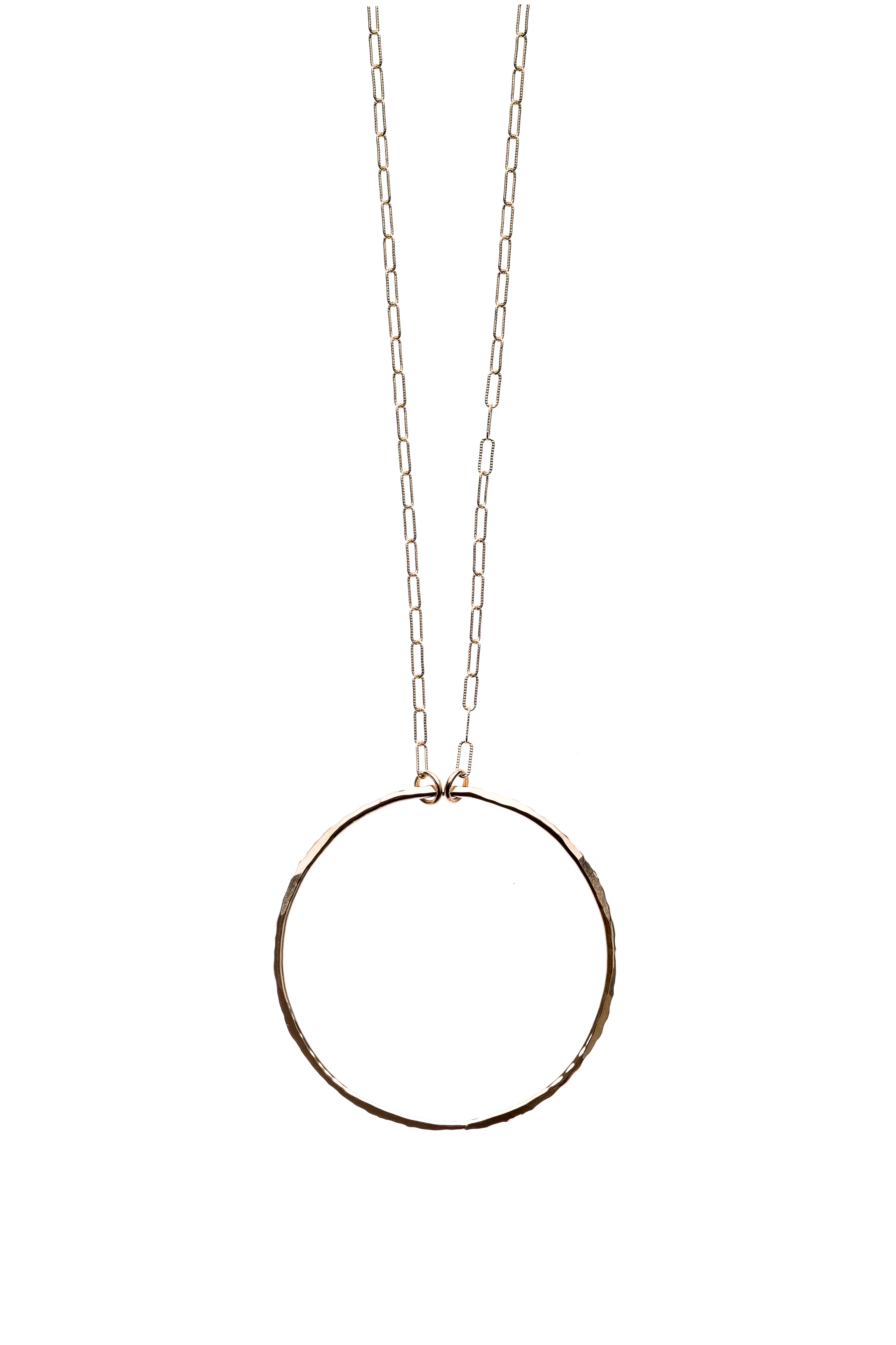 14k Gold Filled Large Circle Pendant Necklace 
