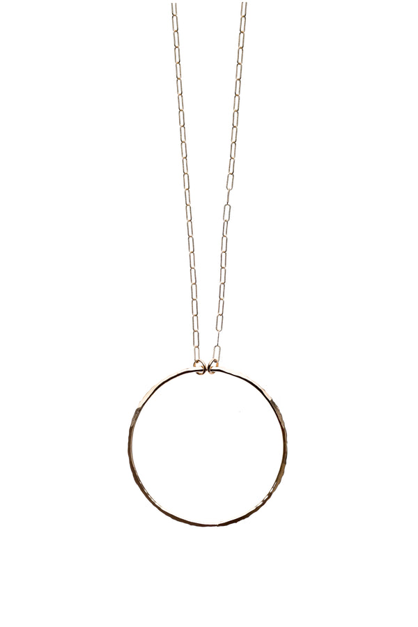 14k Gold Filled Large Circle Pendant Necklace 