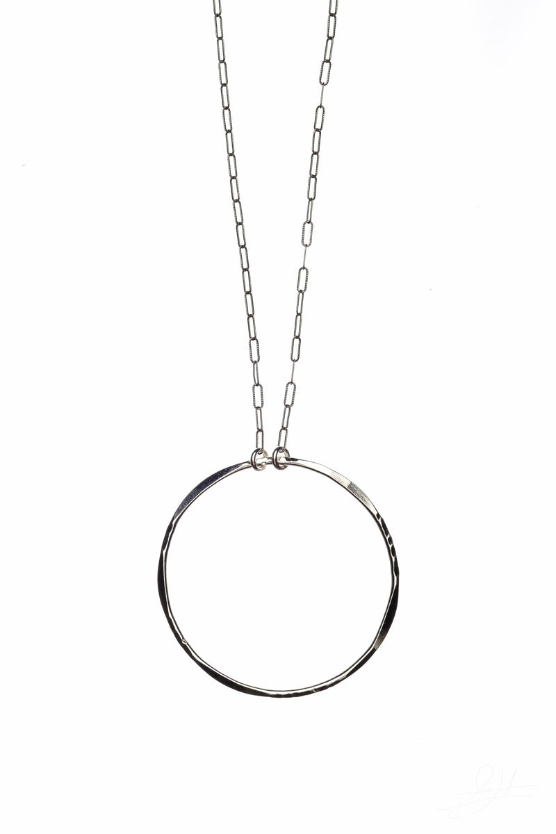 Sterling Silver Large Circle Pendant Necklace